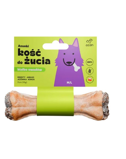 AZANKI Kutyának szánt csont rovarokkal és kókuszdióval M/L 17cm