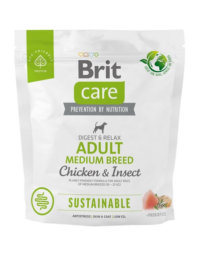 BRIT CARE Sustainable Adult Medium breed chicken insekt felnőtt, közepes fajtájú kutyáknak csirkével és rovarokkal 1 kg