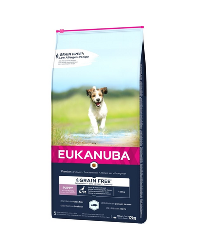 EUKANUBA Grain Free kölyökkutyatáp kis és közepes termetű fajtáknak 12 kg