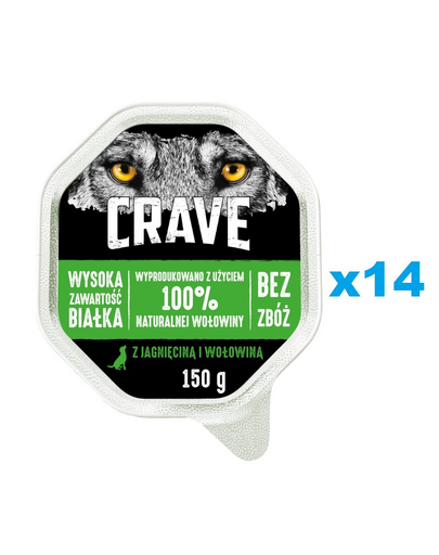 CRAVE Bárány- és marhahúspogácsák kutyatálcában 14x150 g
