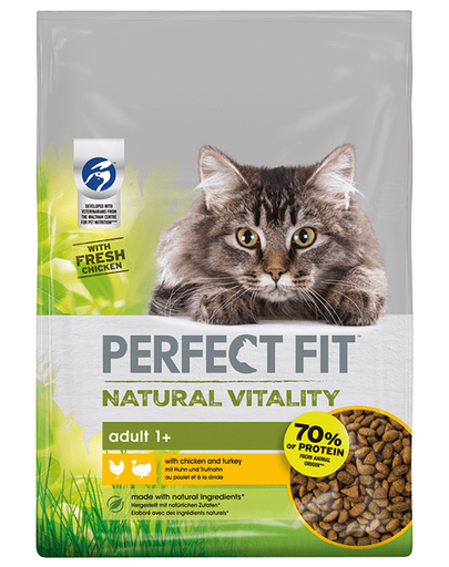 PERFECT FIT Natural Vitality 1+ csirkével és pulykával 650 g - száraz eledel felnőtt macskáknak