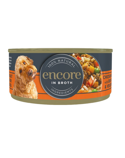 ENCORE Dog csirke marhamájjal és zöldségekkel húslevesben kutyáknak 12x156g