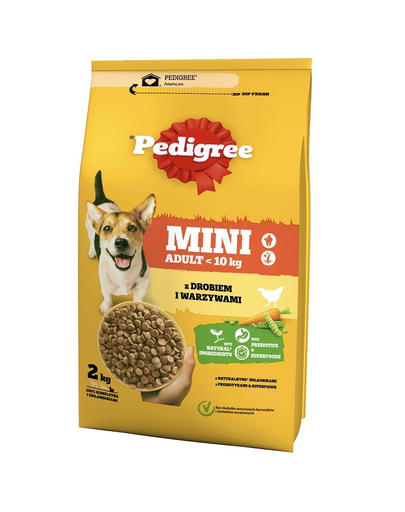PEDIGREE Adult Mini 2kg baromfival és zöldségekkel teljes értékű szárazeledel felnőtt, kistestű kutyafajták számára
