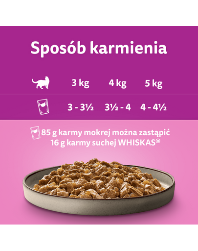 WHISKAS Adult 48x85g Baromfi Frites nedves eledel felnőtt macskáknak zselében: csirkével, pulykával, baromfival, kacsával