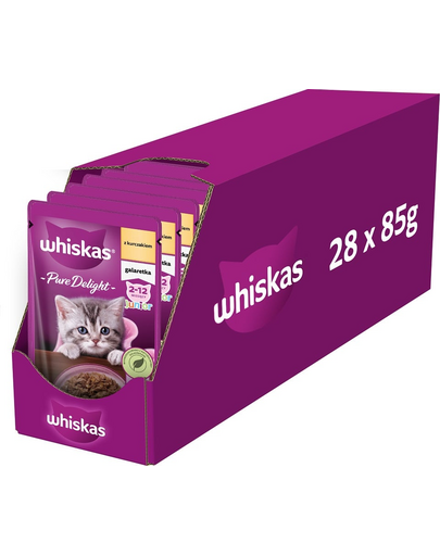 WHISKAS Junior tasak 28x85g nedves eledel cicáknak csirkével zselében
