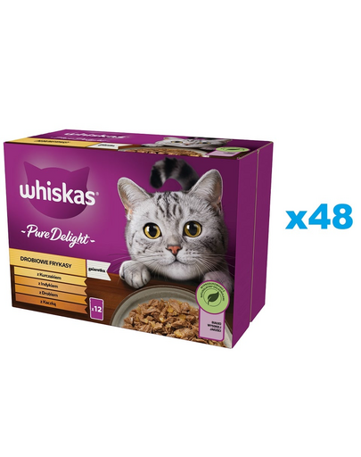 WHISKAS Adult 48x85g Baromfi Frites nedves eledel felnőtt macskáknak zselében: csirkével, pulykával, baromfival, kacsával