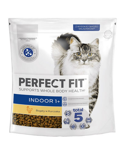 PERFECT FIT (Indoor 1+) 750g csirkében gazdag száraz teljes értékű eledel felnőtt macskák számára