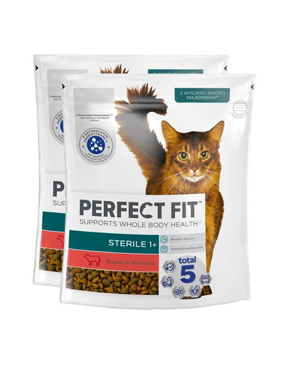PERFECT FIT (Sterile 1+) 2x750g marhahúsban gazdag száraz teljes értékű macskaeledel