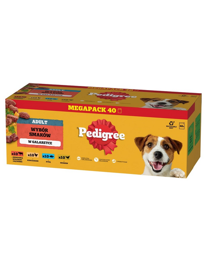 PEDIGREE Adult Choice of Flavors zselében 40x100g marhahússal, csirkével, hallal, baromfival