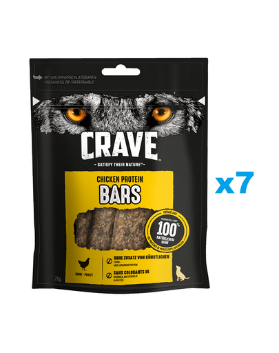 CRAVE Protein Bars Csirke 7x76g fehérje snack felnőtt kutyáknak