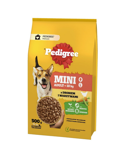 PEDIGREE Adult MINI 500 g baromfival és zöldségekkel teljes értékű szárazeledel felnőtt, kistestű kutyafajták számára
