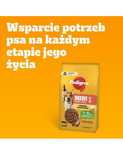 PEDIGREE Adult MINI 500 g baromfival és zöldségekkel teljes értékű szárazeledel felnőtt, kistestű kutyafajták számára