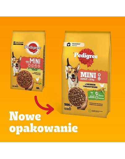 PEDIGREE Adult MINI 500 g baromfival és zöldségekkel teljes értékű szárazeledel felnőtt, kistestű kutyafajták számára