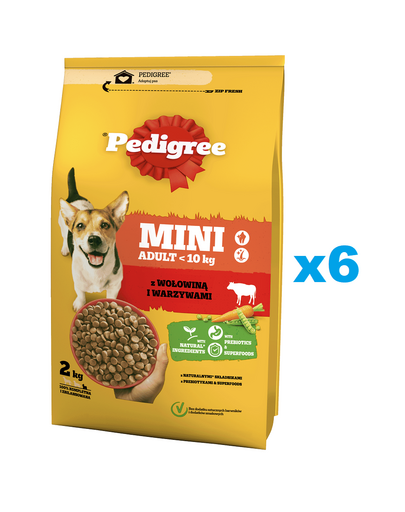 PEDIGREE Adult Mini 6x2 kg marhahússal és zöldségekkel teljes értékű szárazeledel felnőtt, kistestű kutyafajták számára