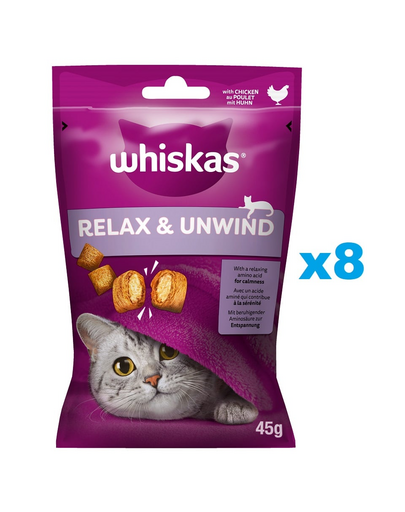 WHISKAS Relax and Unwind 8x45 g csirkés jutalomfalat macskáknak