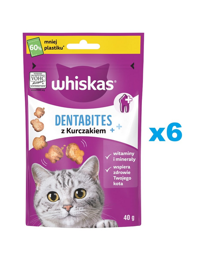 WHISKAS Dentabites 6x40 g fogászati kezelés felnőtt macskáknak