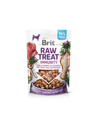 BRIT Raw Treat Freeze Dried Immunity 40 g liofilizált csemege juhhús és csirkehús probiotikumokkal kutyáknak