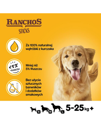 PEDIGREE Ranchos Sticks 60 g csirkemáj kutyakaják
