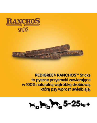 PEDIGREE Ranchos Sticks 60 g csirkemáj kutyakaják
