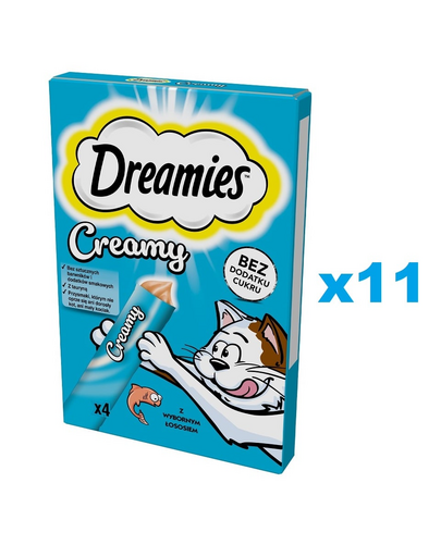 DREAMIES Creamy kiegészítő eledel ízletes lazaccal macskáknak 44x10 g