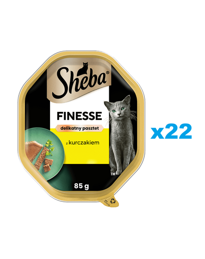 SHEBA Finesse 22x85 g teljes értékű nedves eledel felnőtt macskáknak csirkepástétommal