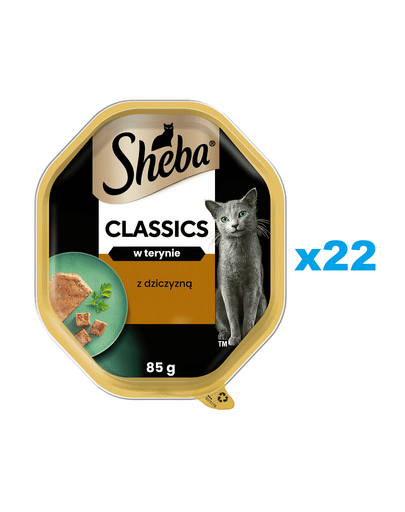 SHEBA Classics 22x85 g nedves teljes értékű eledel felnőtt macskáknak szarvashússal terrine-ben