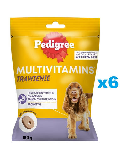 PEDIGREE Multivitamins Digestion Chicken 6x180 g emésztést segítő étrend-kiegészítő felnőtt kutyáknak