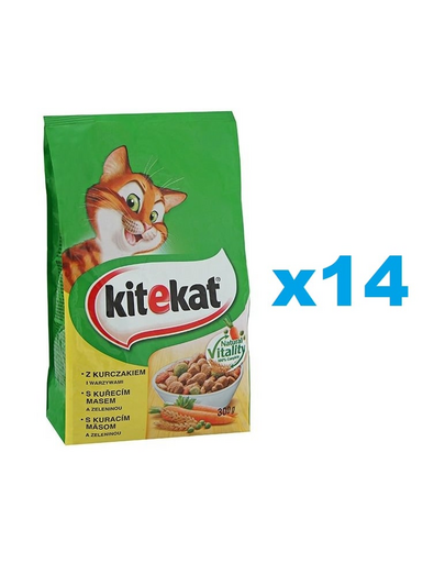 KITEKAT száraz macskaeledel csirkével és zöldséggel 14x300 g