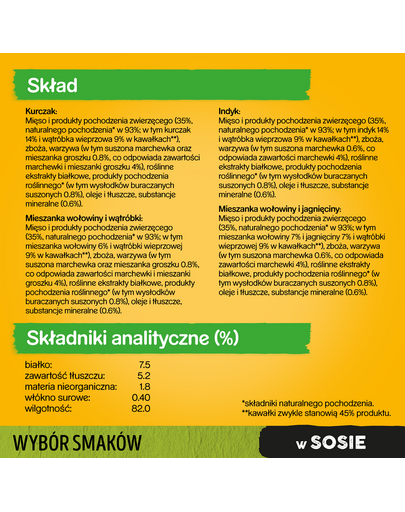 PEDIGREE Adult Ízválaszték zöldségekkel mártásban 12x100g nedves eledel felnőtt kutyáknak csirkével, marhahússal, pulykával, báránnyal