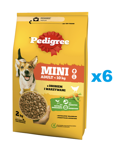 PEDIGREE Adult Mini 6x2 kg baromfival és zöldségekkel teljes értékű szárazeledel felnőtt, kistestű kutyafajták számára