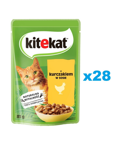 KITEKAT Csirke mártásban 28x85 g felnőtt macskák számára