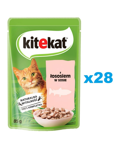 KITEKAT Lazac mártásban 28x85 g felnőtt macskák számára