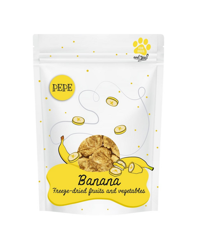PAKA ZWIERZAKA PEPE Freeze-dried fagyasztva szárított gyümölcs banán kutyáknak 30 g