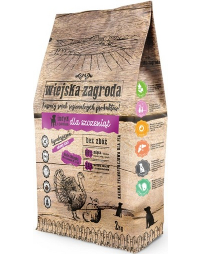 WIEJSKA ZAGRODA Kölyökkutyatáp pulyka almával 2 kg