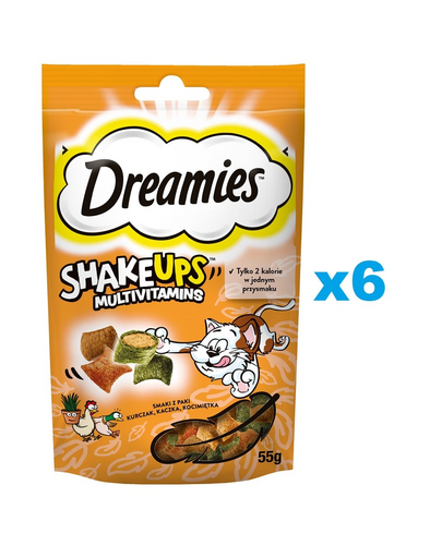 DREAMIES ShakeUps Multivitamins 6x55g csirke, kacsa és macskamenta csemege macskáknak