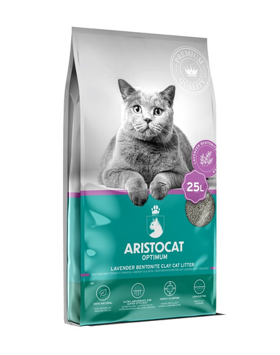 ARISTOCAT Optimum Lawendowy 25 l bentonit macskaalom levendula illattal