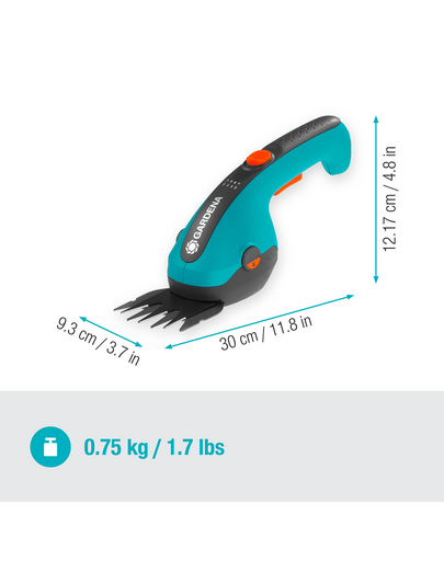 GARDENA Akkus olló fűszegélyek nyírásához és cserjék vágásához ClassicCut Li