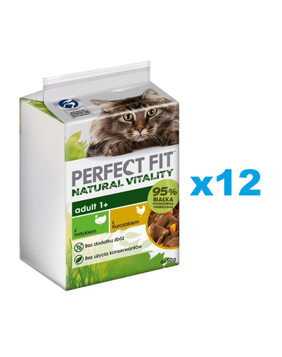 PERFECT FIT Natural Vitality tasakok 72x50 g teljes értékű nedves eledel felnőtt macskáknak ivartalanítás után is pulyka- és csirkemártással