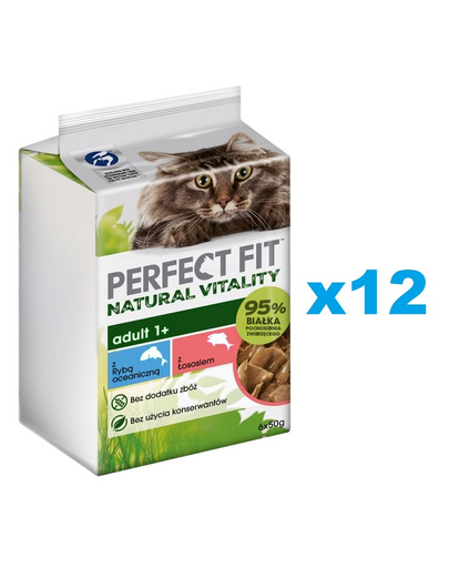 PERFECT FIT Natural Vitality 72x50 g teljes értékű nedves eledel felnőtt macskáknak ivartalanítás után is, óceáni hal és lazac mártással