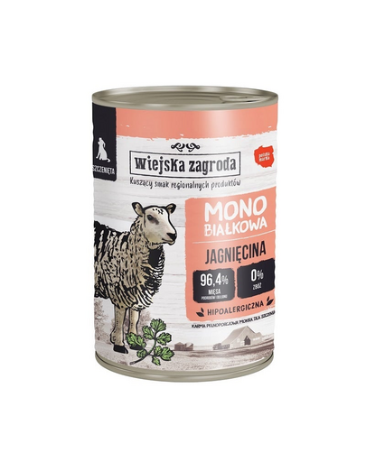 WIEJSKA ZAGRODA Bárány mono-fehérje nedves kölyök eledel 400g
