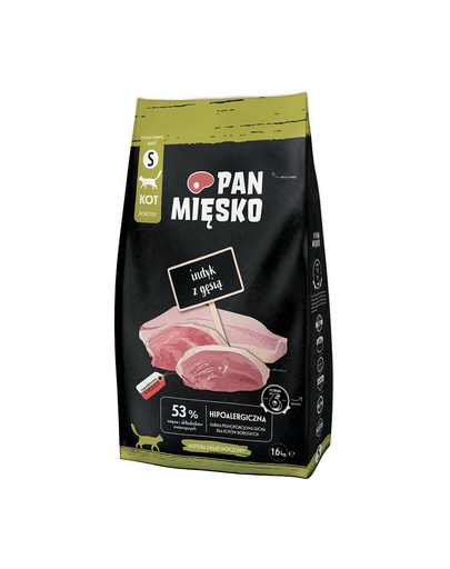 PAN MIĘSKO Pulyka libával macskák számára, száraz táp (S) 1,6 kg