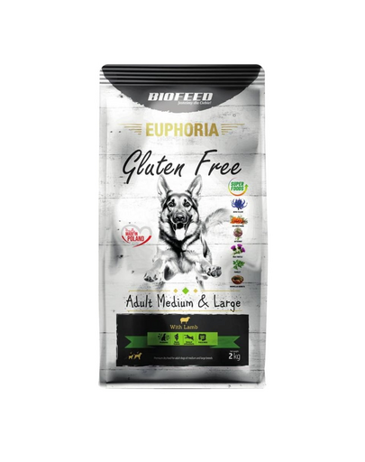 BIOFEED EUPHORIA Gluten Free Bárányhús közepes és nagytestű kutyafajták számára 2 kg