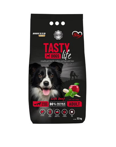 BIOFEED TASTY LIFE Premium marhahússal közepes és nagytestű kutyák számára 12 kg