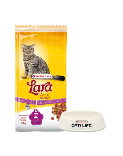 VERSELE-LAGA Lara Adult Sterilizált - Etető eledel sterilizált macskáknak 10 kg + műanyag macskatál INGYENES