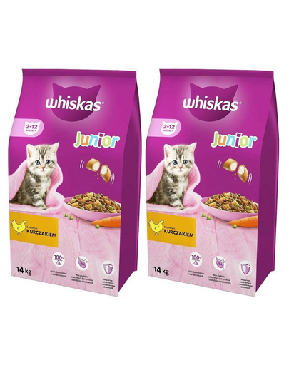WHISKAS Junior csirkével 2 x 14kg