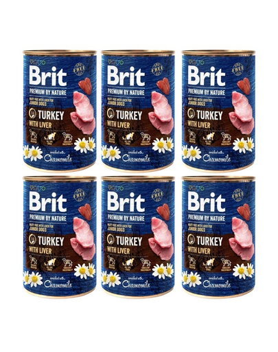 BRIT Premium by Nature Junior Turkey and liver 6 x 400 g pulyka és máj természetes kölyökkutyatáp