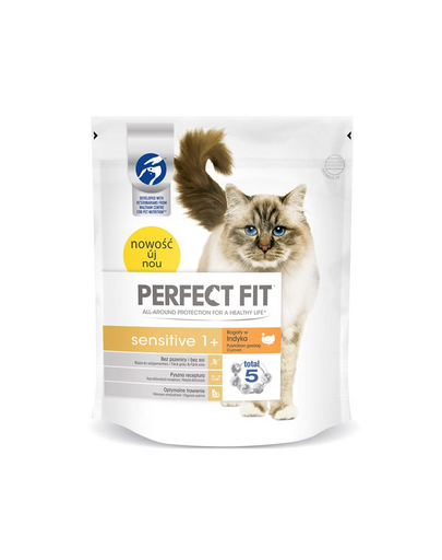 PERFECT FIT Sensitive 1+ pulykában gazdag eledel macskáknak 750 g