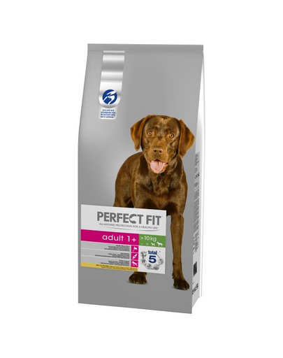 PERFECT FIT Adult 1+ csirkében gazdag eledel közepes- és nagyméretű kutyáknak 11+3,5 kg ajándék