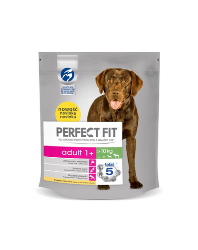 PERFECT FIT Adult 1+ csirkében gazdag eledel közepes- és nagyméretű kutyáknak 5 x 825 g