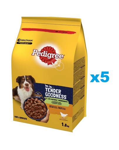 PEDIGREE Tender Goodness 5x1,8 kg baromfiban gazdag, félnedvességtartalmú teljes értékű eledel felnőtt kutyák számára